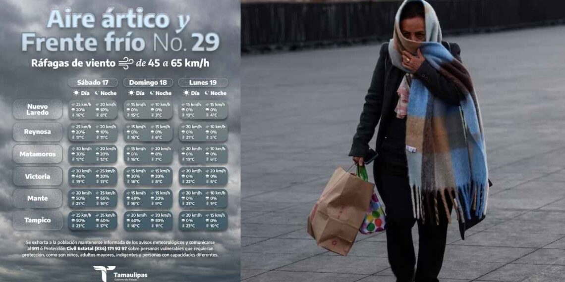 Domingo y lunes frío en Tamaulipas