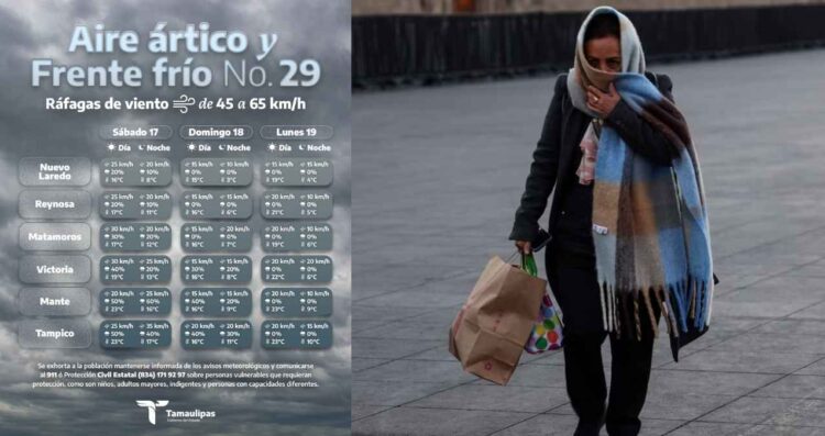 Domingo y lunes frío en Tamaulipas
