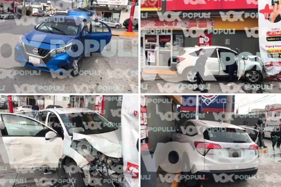 Fuerte choque deja lesionados y daños materiales en zona centro de Ciudad Victoria, Tamaulipas