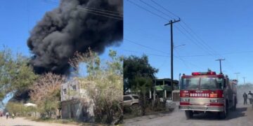 Fuerte incendio en cartonera de Jardines del Sur alarma a Matamoros, Tamaulipas