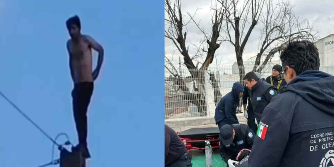Hombre cayó desde antena de 20 metros y quedó gravemente herido en Querétaro