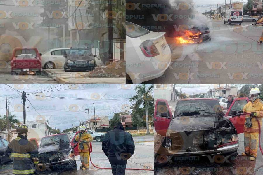 Incendio en camioneta moviliza a bomberos y Protección Civil en Ciudad Madero, Tamaulipas