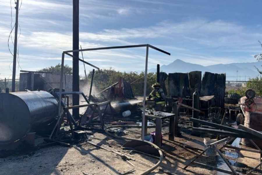 Incendio en taller deja un trabajador lesionado en el municipio de García, Nuevo León