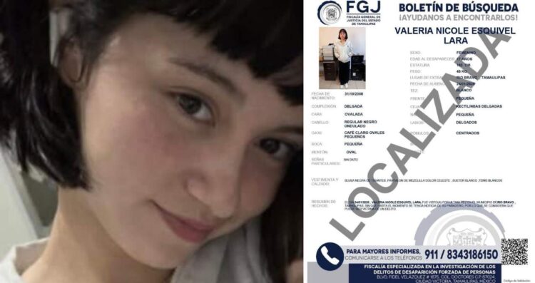 Localizan con vida a Valeria Nicole Esquivel Lara en Reynosa, Tamaulipas