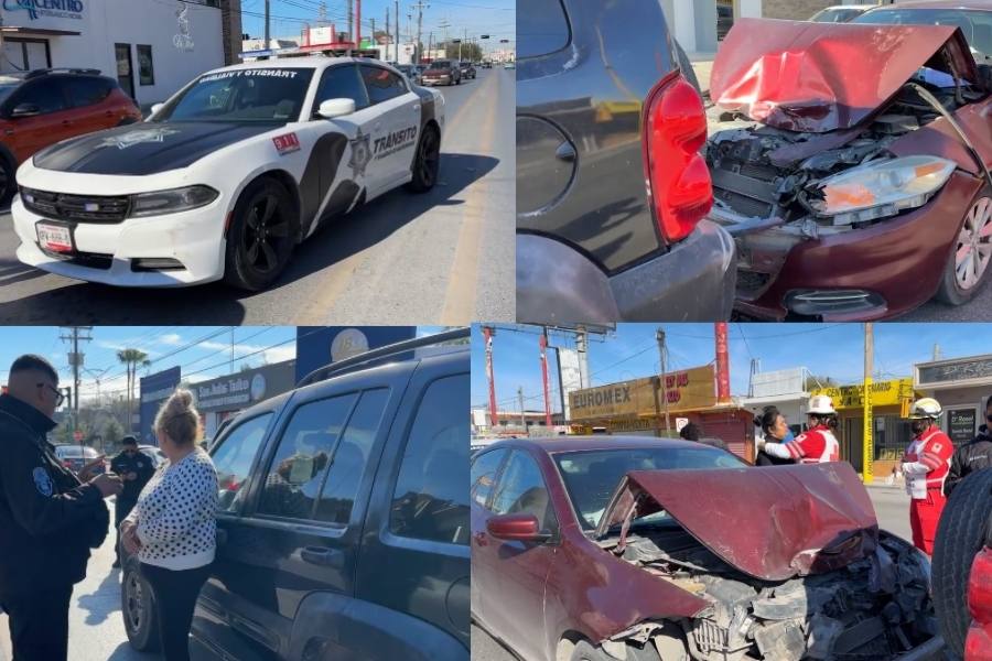 Mujer entra en crisis nerviosa tras choque en Avenida Diagonal en Matamoros, Tamaulipas