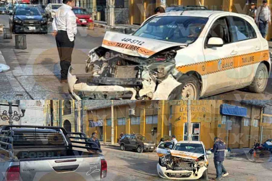 Pasajeras de taxi resultan lesionadas tras choque en cruce céntrico de Tampico, Tamaulipas