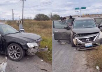 Percance vial en la Carretera Matamoros-Reynosa deja daños materiales en dos vehículos