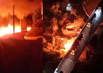 Pipa cae de un puente y explota en la autopista México-Tuxpan; chofer muere