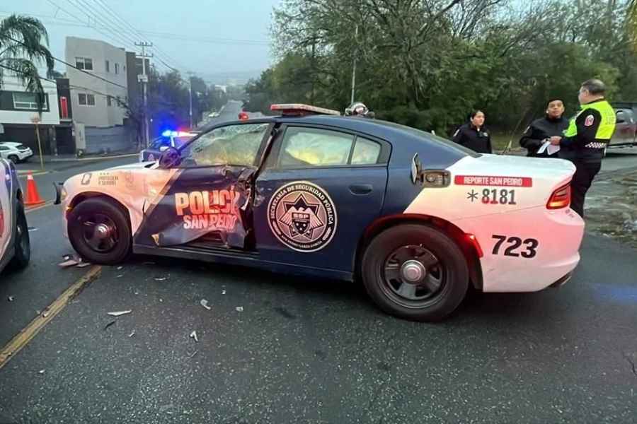 Policía de San Pedro, Nuevo León, resulta herido tras choque