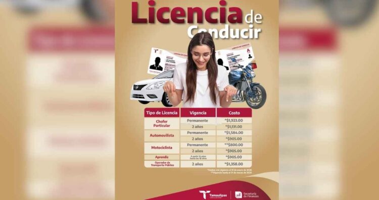 Precios Licencia de Conducir en Tamaulipas