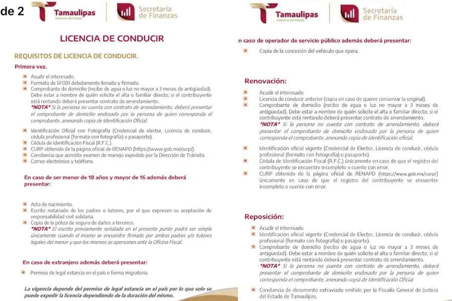 Precios Licencia de Conducir en Tamaulipas