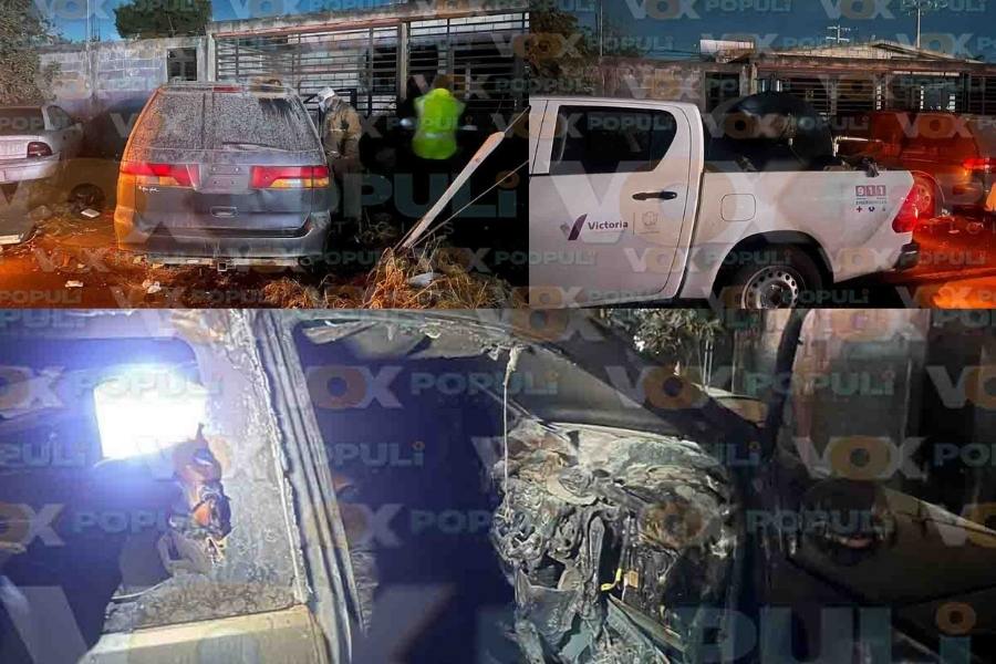 Prenden fuego a camioneta abandonada en Ciudad Victoria, Tamaulipas