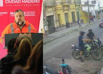 Reportande motocicleta en Madero