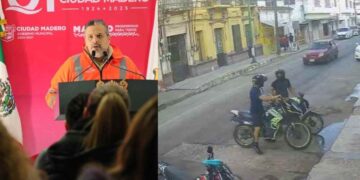 Reportande motocicleta en Madero