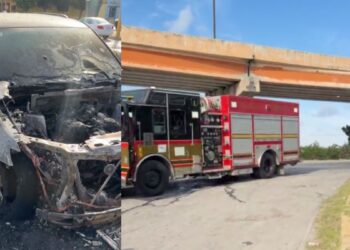 Se incendia Jeep Cherokee en cruce de España y Periférico, en Matamoros, Tamaulipas
