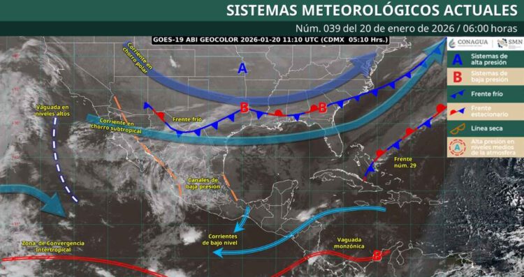 Sistema frontal generará lluvias y descenso térmico en México: ¿En qué regiones afectará?