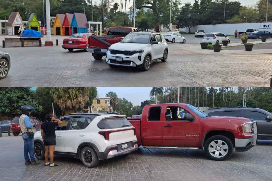 choque en cruce del centro en Victoria (1)