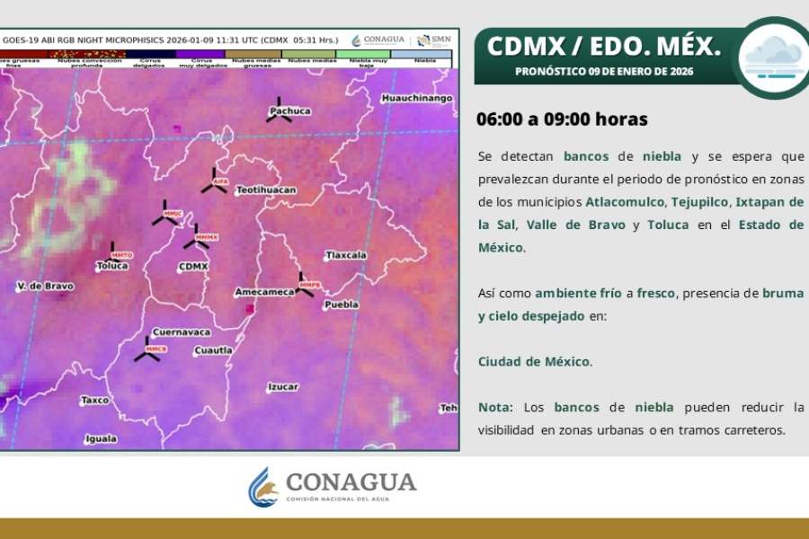 ¿Cómo afectará el frente frío 27 a México este 9 de enero de 2026