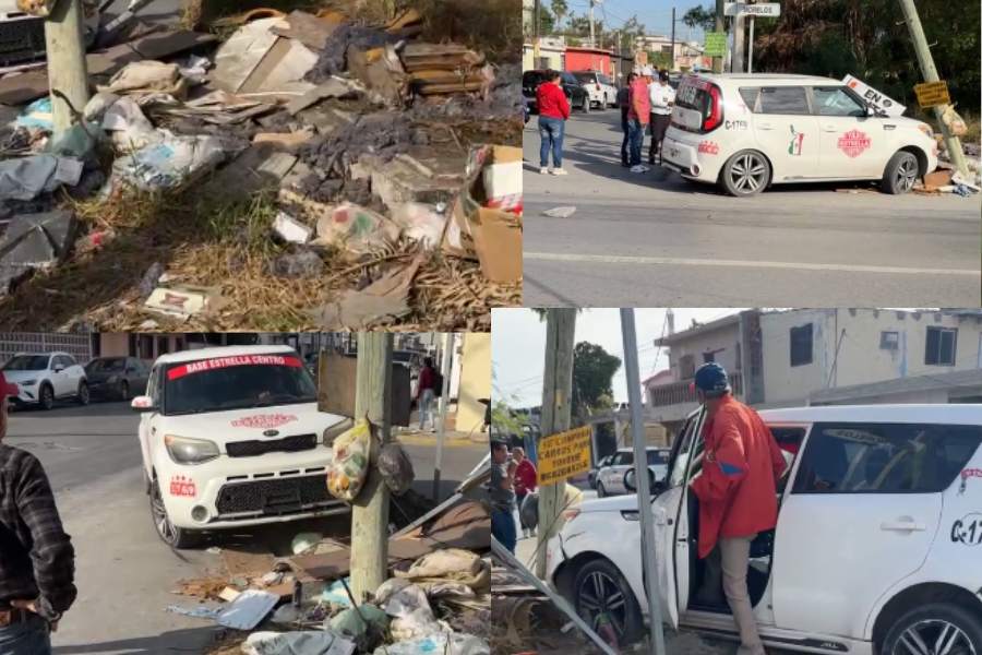 Abuelito choca contra taxi y deja daños materiales en Matamoros, Tamaulipas