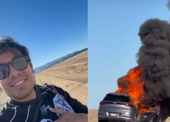 Así fue la reacción de Ricardo Peralta tras incendiarse camioneta donde viajaba en plena carretera 