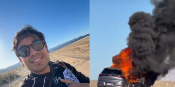 Así fue la reacción de Ricardo Peralta tras incendiarse camioneta donde viajaba en plena carretera