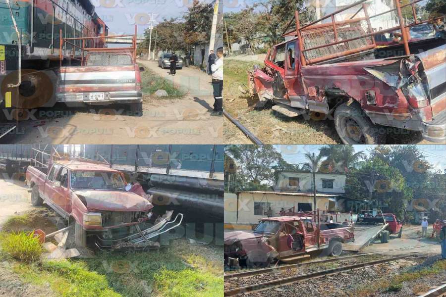 Camioneta es embestida por tren en cruce de Arteli Vía en Altamira, Tamaulipas