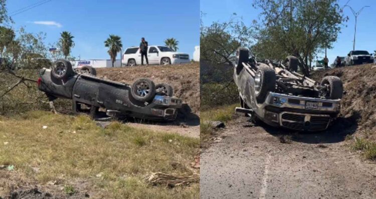 Camioneta volcada Matamoros