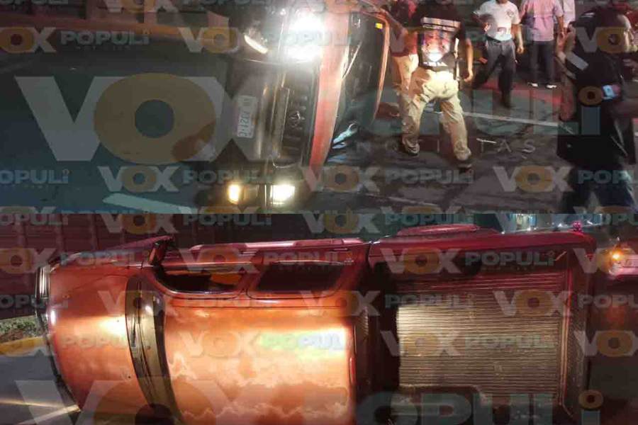 Camioneta vuelca en el puente La Morita en Altamira, Tamaulipas