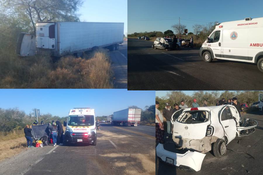 Choque deja seis lesionados, entre ellos un menor, en San Fernando, Tamaulipas