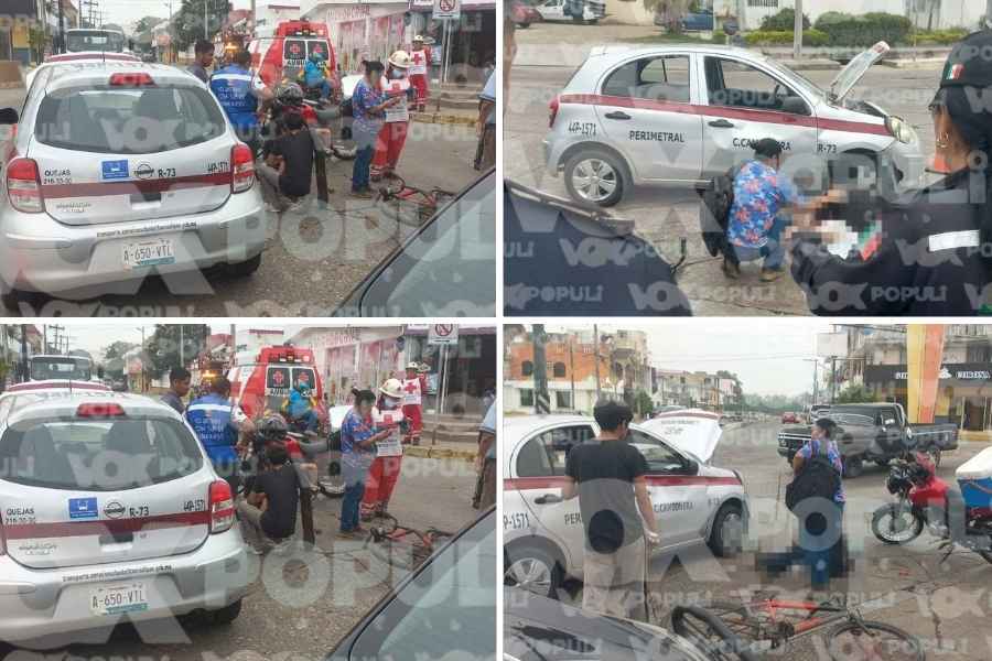 Ciclista resulta lesionado tras chocar contra automóvil en Tampico, Tamaulipas