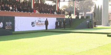 Claudia Sheinbaum encabeza ceremonia por el Día de la Bandera en Campo Marte en la Ciudad de México