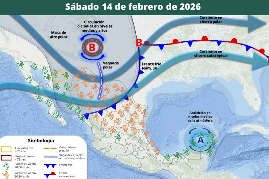 Clima el sábado 14 de febrero