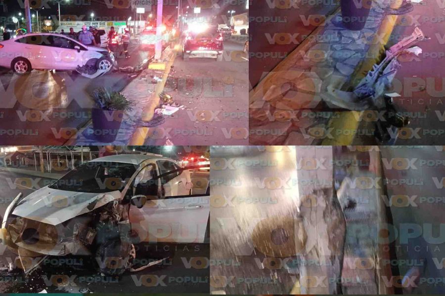 Conductor abandona auto “chocolate” tras chocar contra poste en Altamira, Tamaulipas