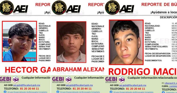 Desaparecen tres jovencitos en Escobedo, Nuevo León