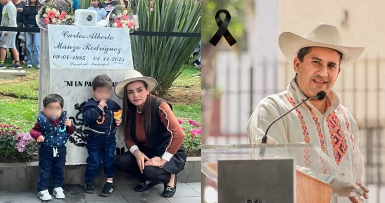 Develan placa y sombrero de mármol en honor a Carlos Manzo en Uruapan, Michoacán