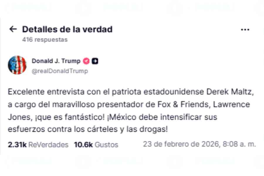Donald Trump solicita a México intensificar combate a cárteles
