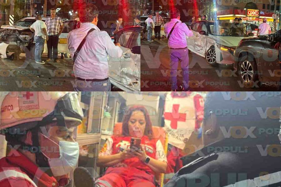 Fuerte choque entre taxi y auto particular deja cuatro lesionados en Tampico, Tamaulipas