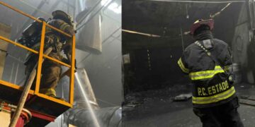 Fuerte incendio en empresa de ventiladores industriales deja a un trabajador herido en Santa Catarina, Nuevo León