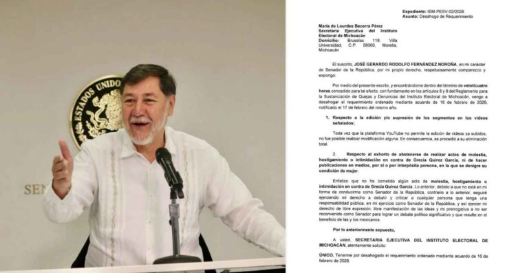 Gerardo Noroña borra videos sobre Grecia Quiroz y rechaza hostigamiento