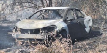 Incendio en depósito de autos en Matamoros
