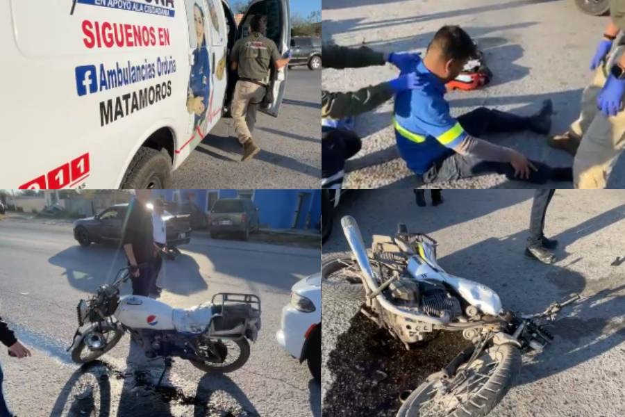 Motociclista de Pepsi sufre fracturas tras choque en libramiento de Matamoros, Tamaulipas