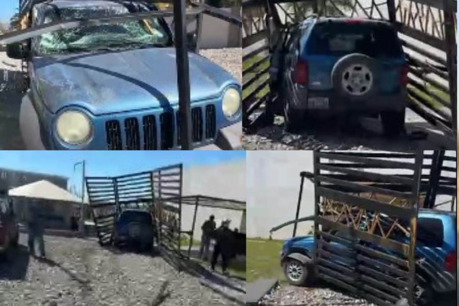 Mujer choca contra portón de salón de eventos en Matamoros, Tamaulipas
