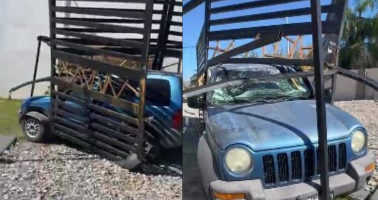 Mujer choca contra portón de salón de eventos en Matamoros, Tamaulipas