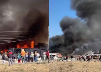 Se registra fuerte incendio en San Pablo de las Salinas, Tultitlán, EDOMEX