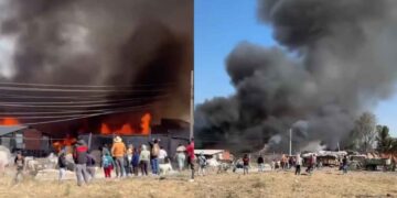 Se registra fuerte incendio en San Pablo de las Salinas, Tultitlán, EDOMEX