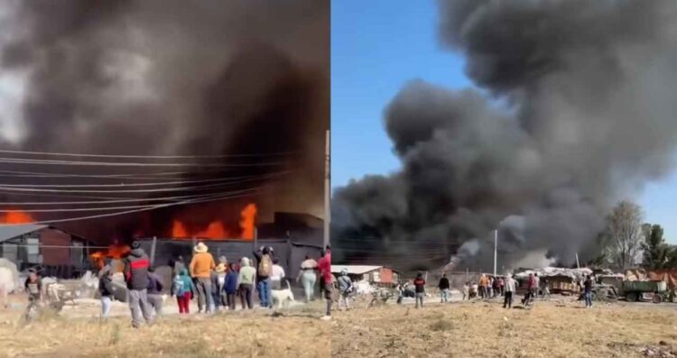 Se registra fuerte incendio en San Pablo de las Salinas, Tultitlán, EDOMEX