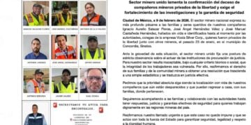 Sector minero lamenta hallazgo de tres trabajadores presuntamente secuestrados en Concordia, Sinaloa