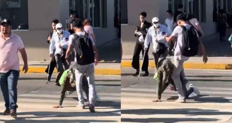 “Therian” con máscara de cocodrilo sufre agresión en Tampico, Tamaulipas