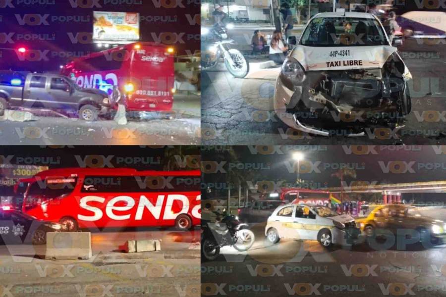 Transporte foráneo de la línea Senda choca contra un automóvil en Tampico, Tamaulipas