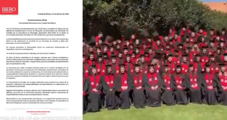 Universidad Iberoamericana de la CDMX comparte comunicado tras desplome de estructura durante foto de graduación que dejó varios lesionados